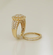 Load image into Gallery viewer, 14k Yellow Gold 2.00ct Round Diamond Flower Halo Duo Wedding Engagement Ring