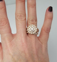 Load image into Gallery viewer, 14k Yellow Gold 2.00ct Round Diamond Flower Halo Duo Wedding Engagement Ring