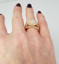 Load image into Gallery viewer, 14k Yellow Gold 2.00ct Round Diamond Flower Halo Duo Wedding Engagement Ring