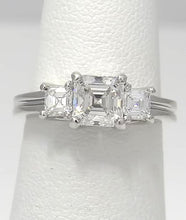 Load image into Gallery viewer, GIA Platinum 1 3/4ctw Square Emerald Step Cut Three Stone Engagement Ring VS1/G