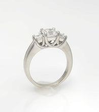 Load image into Gallery viewer, GIA Platinum 1 3/4ctw Square Emerald Step Cut Three Stone Engagement Ring VS1/G