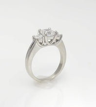 Load image into Gallery viewer, GIA Platinum 1 3/4ctw Square Emerald Step Cut Three Stone Engagement Ring VS1/G