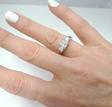 Load image into Gallery viewer, GIA Platinum 1 3/4ctw Square Emerald Step Cut Three Stone Engagement Ring VS1/G