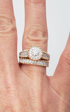 Load image into Gallery viewer, 14k Yellow Gold 1.00ct Round Diamond Halo Engagement Wedding Ring Set