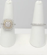 Load image into Gallery viewer, 14k Two Tone Gold 2.00ct Round Diamond Pave Double Halo Engagement Wedding Set