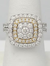 Load image into Gallery viewer, 14k Two Tone Gold 2.00ct Round Diamond Pave Double Halo Engagement Wedding Set