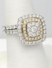 Load image into Gallery viewer, 14k Two Tone Gold 2.00ct Round Diamond Pave Double Halo Engagement Wedding Set