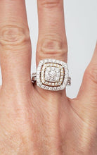 Load image into Gallery viewer, 14k Two Tone Gold 2.00ct Round Diamond Pave Double Halo Engagement Wedding Set