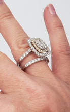 Load image into Gallery viewer, 14k Two Tone Gold 2.00ct Round Diamond Pave Double Halo Engagement Wedding Set