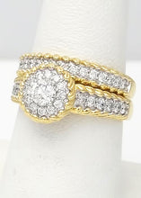 Load image into Gallery viewer, 14k Yellow Gold 1.00ct Round Diamond Halo Engagement Wedding Ring Set