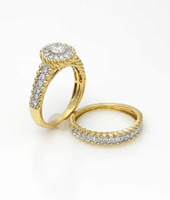 Load image into Gallery viewer, 14k Yellow Gold 1.00ct Round Diamond Halo Engagement Wedding Ring Set