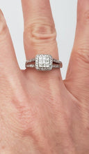 Load image into Gallery viewer, Composite Halo Diamond Accent Square Promise Ring 14K White Gold