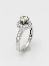 Load image into Gallery viewer, 1 CT. T.W. Round Diamond Halo Three Stone Engagement Ring in 14K White Gold