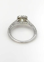 Load image into Gallery viewer, 14k White Gold Pave Band 1 1/4ct Round Diamond Princess Halo Engagement Ring