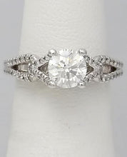 Load image into Gallery viewer, 14k White Gold Pave Beaded Band 1 1/2ct Round Diamond Engagement Ring