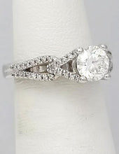 Load image into Gallery viewer, 14k White Gold Pave Beaded Band 1 1/2ct Round Diamond Engagement Ring