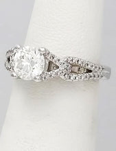 Load image into Gallery viewer, 14k White Gold Pave Beaded Band 1 1/2ct Round Diamond Engagement Ring