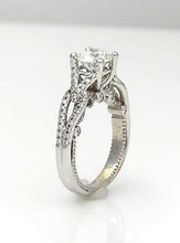 Load image into Gallery viewer, 14k White Gold Pave Beaded Band 1 1/2ct Round Diamond Engagement Ring