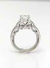 Load image into Gallery viewer, 14k White Gold Pave Beaded Band 1 1/2ct Round Diamond Engagement Ring