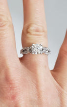 Load image into Gallery viewer, 14k White Gold Pave Beaded Band 1 1/2ct Round Diamond Engagement Ring