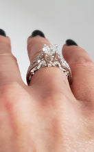Load image into Gallery viewer, 14k White Gold Pave Beaded Band 1 1/2ct Round Diamond Engagement Ring