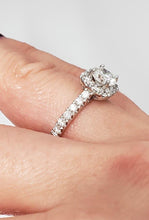 Load image into Gallery viewer, 1.52 Ct. T.W. Round Diamond Halo Designer Engagement Ring 18k White Gold