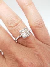 Load image into Gallery viewer, Ladies 14k White Gold 1 1/3ct Princess Cut Round Diamond Halo Engagement Ring