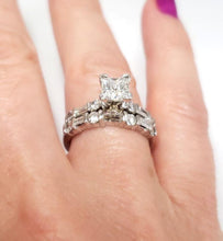 Load image into Gallery viewer, 2.00ct T.W Princess Cut Diamond Engagement Bridal Set In 14k White Gold