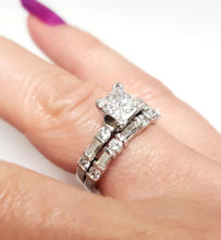 Load image into Gallery viewer, 2.00ct T.W Princess Cut Diamond Engagement Bridal Set In 14k White Gold
