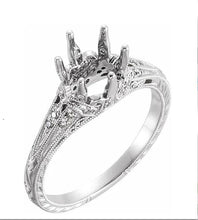 Load image into Gallery viewer, 14k White 7mm Round 1/4 Ctw Diamond Semi-Set Engagement Ring