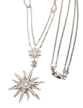 Load image into Gallery viewer, 2.00ct Diamond Flower & Star Drop Necklace in 14k White Gold 18"