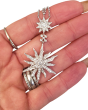 Load image into Gallery viewer, 2.00ct Diamond Flower & Star Drop Necklace in 14k White Gold 18"