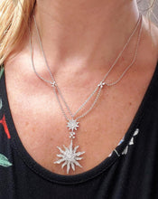 Load image into Gallery viewer, 2.00ct Diamond Flower & Star Drop Necklace in 14k White Gold 18"