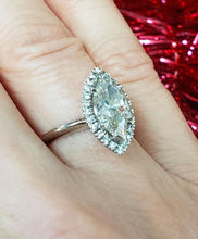 Load image into Gallery viewer, 14k White Gold 2.08ct Marquise Diamond Solitaire Engagement Ring Diamond Halo