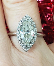 Load image into Gallery viewer, 14k White Gold 2.08ct Marquise Diamond Solitaire Engagement Ring Diamond Halo