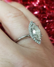 Load image into Gallery viewer, 14k White Gold 2.08ct Marquise Diamond Solitaire Engagement Ring Diamond Halo