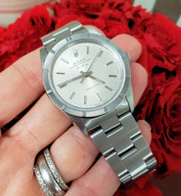 Load image into Gallery viewer, 34mm Rolex Air-King Engine Turn Stainless Steel Oyster Silver Automatic 16264