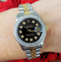 Load image into Gallery viewer, 26mm Rolex Datejust Two Tone Jubilee Black Diamond Dial &amp; Bezel Automatic 69173
