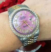 Load image into Gallery viewer, 36mm Rolex Datejust Two Tone Gold Steel Jubilee Pink MOP Diamond Roman 1601
