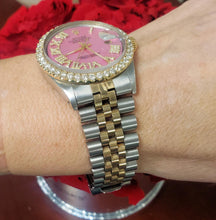 Load image into Gallery viewer, 36mm Rolex Datejust Two Tone Gold Steel Jubilee Pink MOP Diamond Roman 1601