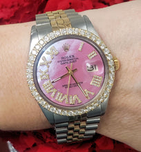 Load image into Gallery viewer, 36mm Rolex Datejust Two Tone Gold Steel Jubilee Pink MOP Diamond Roman 1601
