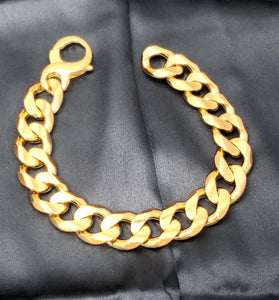 Mens 14k Yellow Gold 14.7mm Curb Link Bracelet 91.2g
