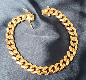 Mens 14k Yellow Gold Solid Cuban Link Bracelet 8.7mm 45.5g 8"