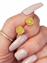 Load image into Gallery viewer, 1.00ct Yellow Diamond Studs Filigree Earrings in 10k Yellow Gold