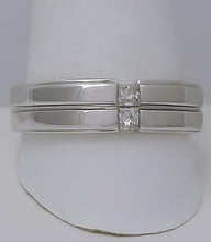 Load image into Gallery viewer, MENS 14k WHITE GOLD 1/2ct SQUARE DIAMOND TWO STONE WEDDING BAND