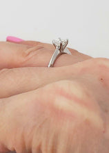 Load image into Gallery viewer, .46ctw PRINCESS CUT DIAMOND SOLITAIRE ENGAGEMENT RING in 14K WHITE GOLD