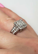 Load image into Gallery viewer, 3/4ct PRINCESS HALO DIAMOND ENGAGEMENT or PROMISE RING in 14K WHITE GOLD