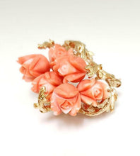 Load image into Gallery viewer, 14K YELLOW GOLD CORAL FLOWER with BRANCHES BROOCH
