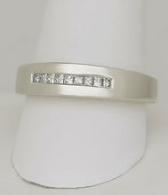 Load image into Gallery viewer, 14k WHITE GOLD HIGH POLISH CHANNEL SET 1/4ct SQUARE DIAMOND WEDDING BAND