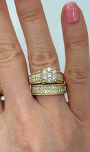 Load image into Gallery viewer, 14k YELLOW GOLD 2.12ct ROUND DIAMOND ENGAGEMENT BRIDAL TRIO SET